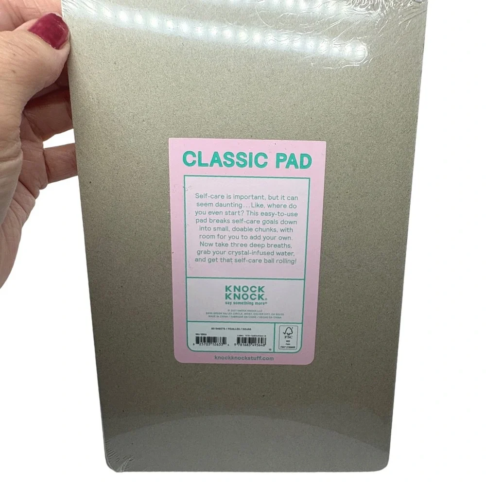 Funny BFF Gift Self-Care Weekly Tracker Classic Pad Pink Green 60 Sheets Gag